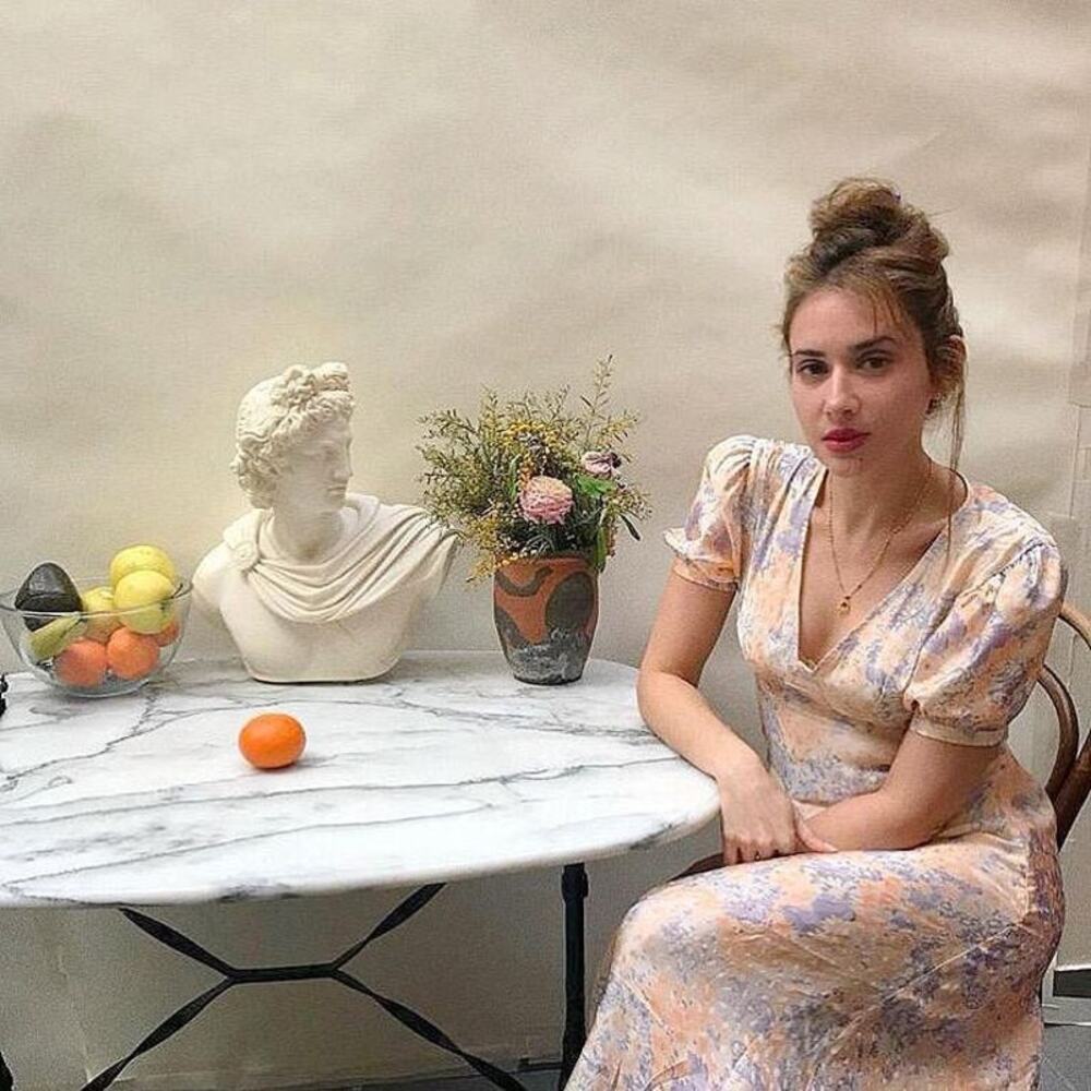 Rouje Linette Dress in Peach FR34 (XS) Pastel Pink Cream Blue Satin Maxi French - Picture 3 of 16
